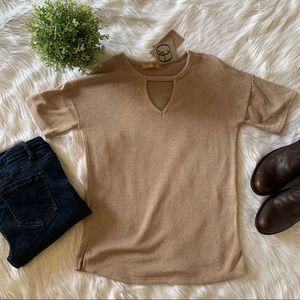 Beige Heather Keyhole Shirt